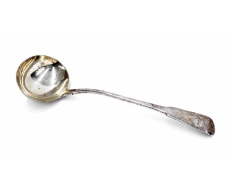 George III fiddle pattern silver serving ladle, maker 'I N', London 1814, 13" long, 9.8oz t approx