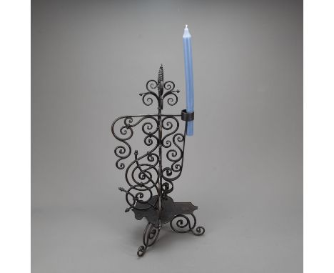Iron Candle Stick, ebonized, late 19th century, 55 cm high