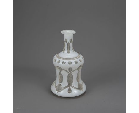 Glass Bottle, opal and transparent glass cutted, Austrian, mid 19th century, 22,5 cm high