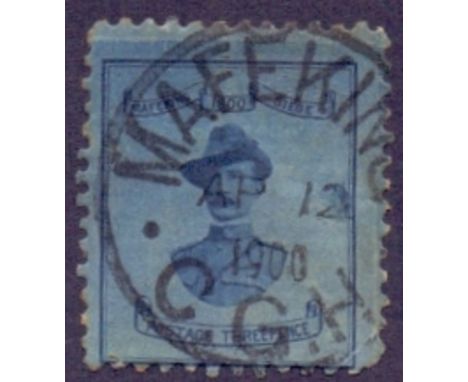 STAMPS : CAPE OF GOOD HOPE 1900 3d Pale Blue Baden Powell (18 1/2mm wide). Fine used, cancelled by Mafeking CDS, some reverse