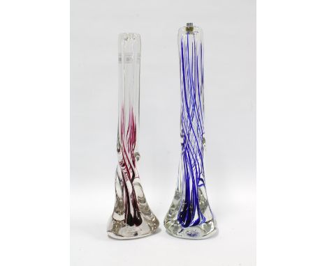 Two Strathearn twisted art glass lamp bases, taller 41cm (2) 