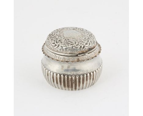 Victorian hinge topped bulbous bodied oval box or small caddy by Nathan and Hayes. Birmingham 1888Condition Report:  Hinge in