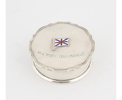 Mappin and Webb round form silver and enamel with Australian links to MV Port Townsville, Sheffield 1933.