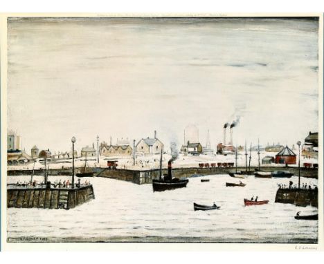 § Laurence Stephen Lowry (British, 1887-1976), 'The Harbour', lithograph in colours, signed in pencil to margin, from an edit