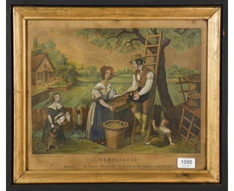 A 19th century print after T H Jones, Temperance plate II, 32cm by 39cm