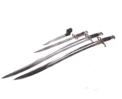 Two 1856 Pattern Yataghan bayonets, both having stamps to the blades, and one having number '965' to the hilt, together with 