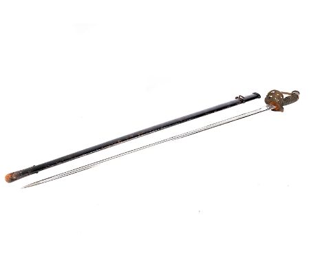 A Prussian model 1889 Infantry Officer's Sword, by P O &amp; Co, having applied Royal cipher to the fishskin and wire grip, t