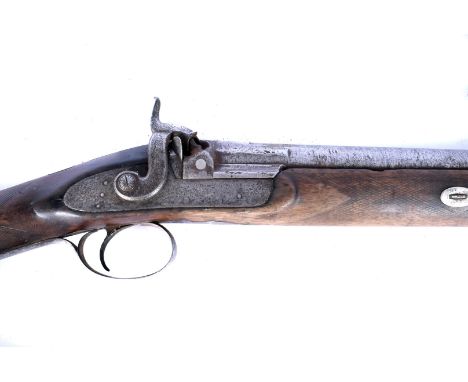 A Hammond of Winchester percussion cap rifle, with light cross-hatched design to the stock, swag  decoration to the lock plat