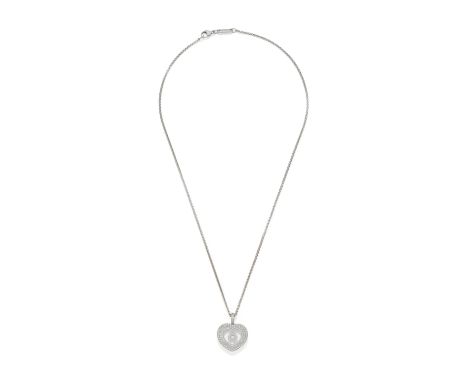 CHOPARD: DIAMOND 'HAPPY DIAMONDS' HEART PENDANTSet throughout with brilliant-cut diamonds on a trace-link chain, mounted in 1