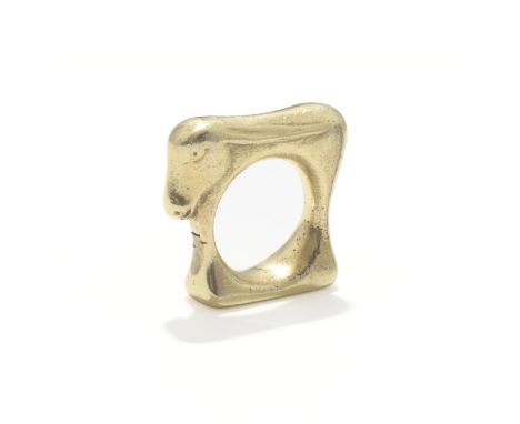 MOSHEH OVED: GOLD DONKEY RING, CIRCA 1950The band forming the legs, back and ears, the base reverse engraved, None has so muc