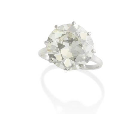 DIAMOND SINGLE-STONE RINGThe old brilliant-cut diamond, weighing 10.72 carats, rubbed maker's marks and assay marks, ring siz