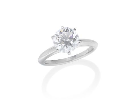 TIFFANY: DIAMOND SINGLE-STONE RINGThe brilliant-cut diamond, weighing 2.07 carats, in a six-claw setting, signed Tiffany &amp