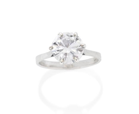 DIAMOND SINGLE-STONE RINGThe brilliant-cut diamond, weighing 3.24 carats, ring size QFootnotes:Accompanied by a report from G