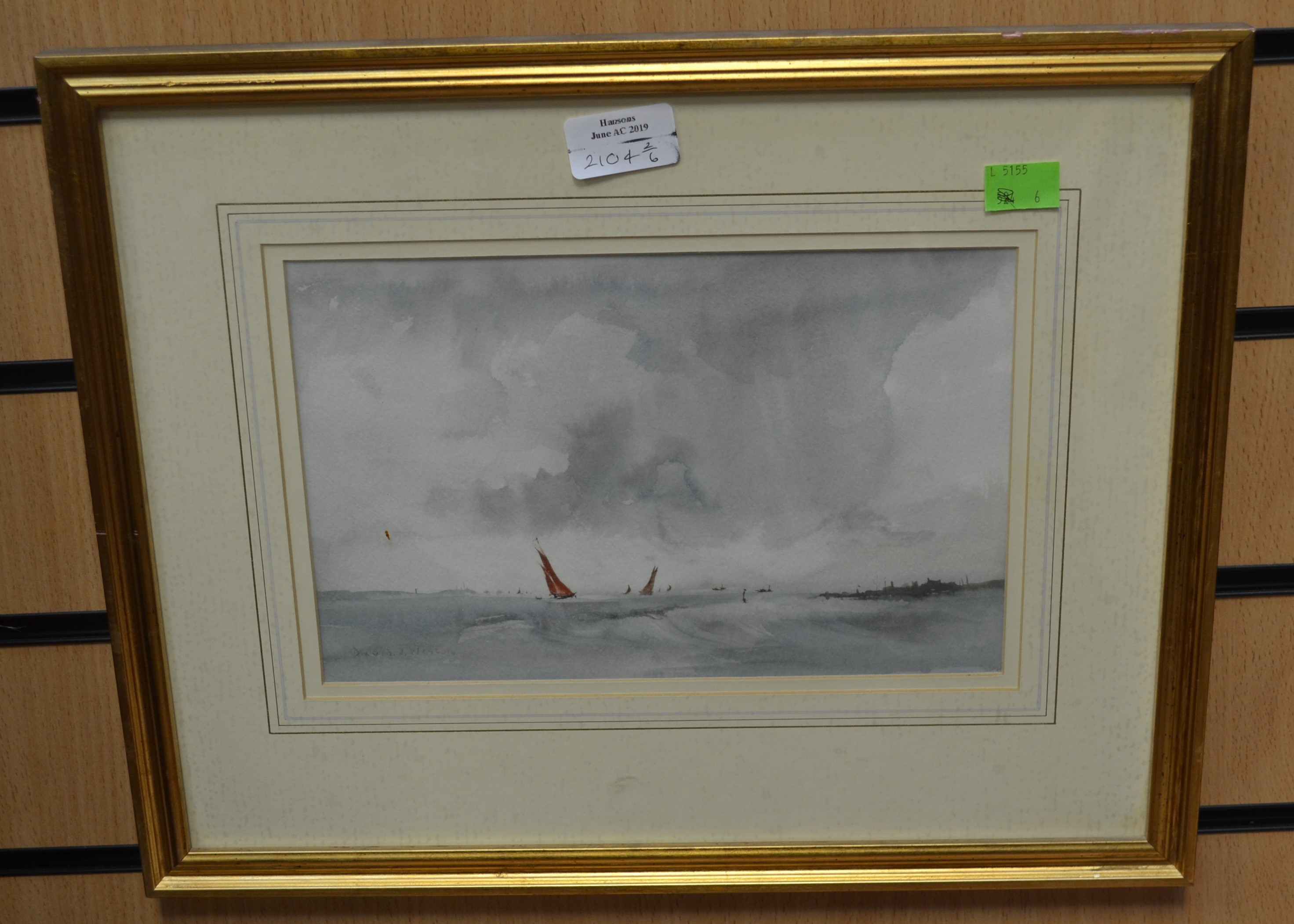 Six late 19th Century early 20th Century water colours of water and ...