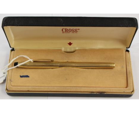 A Cross fountain pen, with rolled gold casing and a 14k gold nib, original box with spare cartridge and booklet