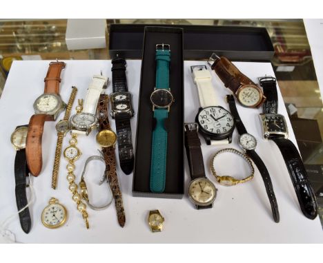 A collection of watches of gents and ladies watches to include a A 9ct gold gentlemen's Rotary wristwatch on leather strap al