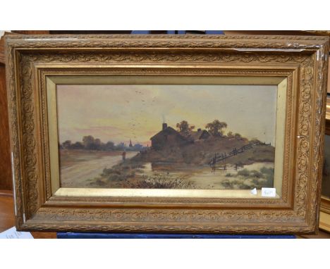 Four Victorian oil paintings. including a pair of landscapes, a single landscape and a portrait of a man