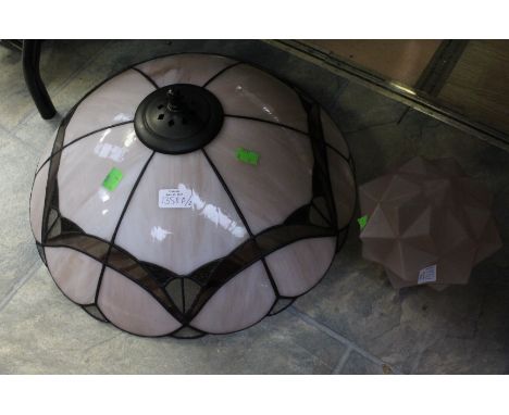 Modern Tiffany style lamp shade and fitting along with a 1970's pink glass shade
