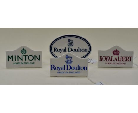 Four 20th Century Ceramic Point of Sale Plaques.Royal Doulton. Royal Albert. Minton.  Royal DoultonDate  20th centurySize  Do