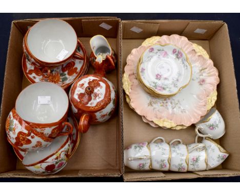 A Japanese porcelain KUTANI tea service, including teapot, 15 pieces, two Limoges sandwich plates, a Bavarian coffee set (2 s