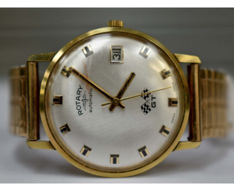 A gentleman's gold plated 1960's Rotary wristwatch, champagne dial, date window, on later plated strap