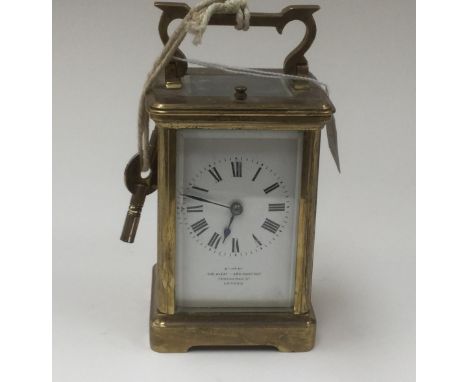 French carriage clock, retailed Fenchurch Street London (retailers name unreadable) Movement inscribed R &amp; Co Paris   A.F