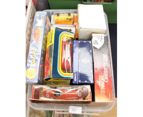 Collection of diecast vehicles including Corgi 007 Casino Royale set, Matchbox Grand Prix set, etc (1 box)