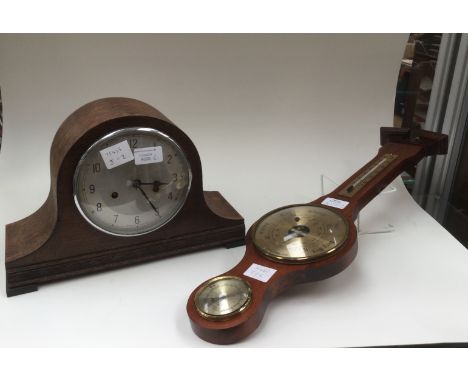 An Enfield Napoleon hat clock, mid Century along with a wall mounted barometer, banjo style