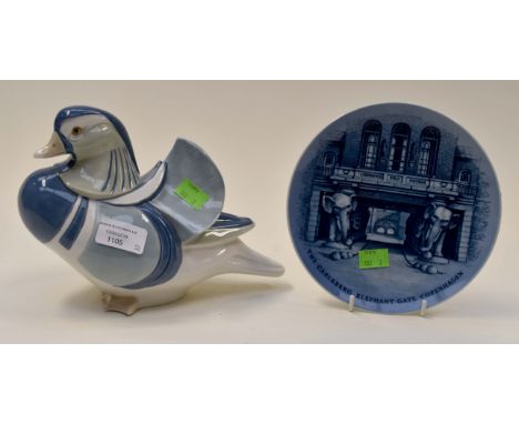 Spanish Nao duck along with Royal Copenhagen Carlsberg plate 