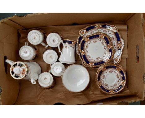 Roslyn china tea set, comprising of; teapot, sugar, milk, six cups and saucers, plates, plus one bread plate (two plates S/D)