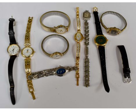 A collection of various ladies dress watches to two vintage ladies bracelet watches, the gold plated Junghaus has replacement