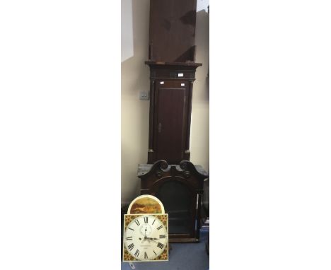 A 19th Century Whitehurst &amp; Son longcase clock, Derby, oak case, crossbanded with mahogany having a swan neck pediment, t