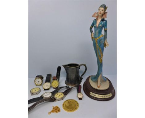 A collection of watches, to include a Rotary ladies wristwatch, and others, together with a gold plated pendant, an Art Deco 