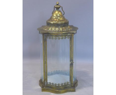A large contemporary gilt storm lantern, H.65cm 