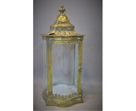 A contemporary gilt metal serpetine storm lantern, H.69cm 
