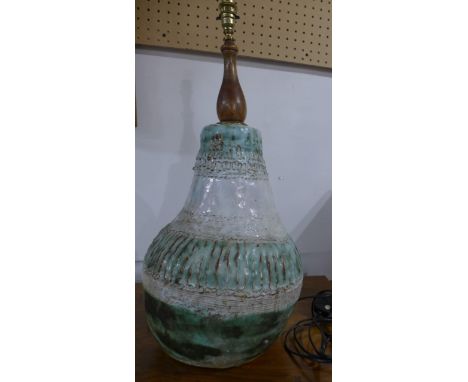 A 20th century studio pottery lamp base, no shade, H.66cm 