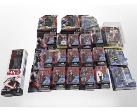 Twenty One Hasbro Star Wars figures including  Rogue One, Hero Mashers, Episode one and a Mattel Superman figure, boxed 