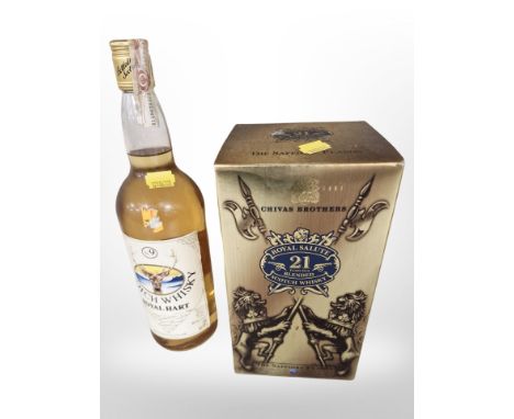 A bottle of Royal Hart Scotch Whisky, 100cl, 40% vol., and a further bottle of Royal Salute, 21-years-old blended Scotch Whis