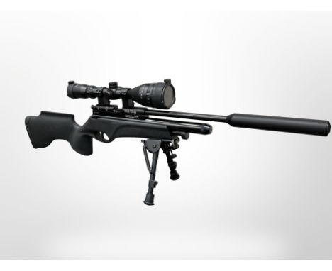 A BSA Ultra .22 calibre PCP air rifle, serial number US220397, with Hawke HD telescopic sight, folding bipod, Weihrauch silen