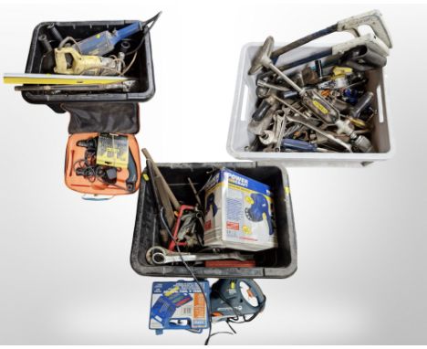 A quantity of hand and power tools (three boxes) 