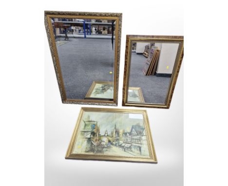 Nine various mirrors and pictures, two oil paintings by Florence Murray, impressionists gallery print etc CONDITION REPORT: L