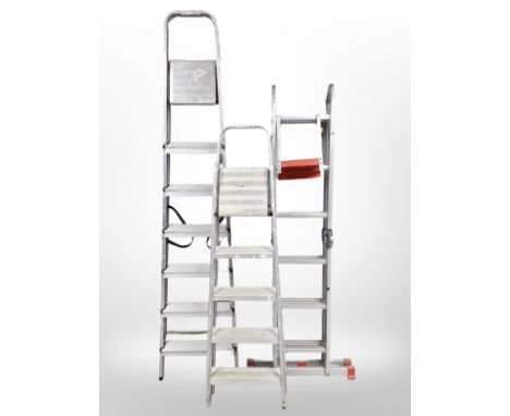 Three aluminium step ladders 