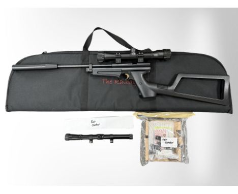 A Crosman Ratcatcher .22 calibre bolt-action PCP air rifle, serial number 410500106, with skeletonised stock, Hawke telescopi
