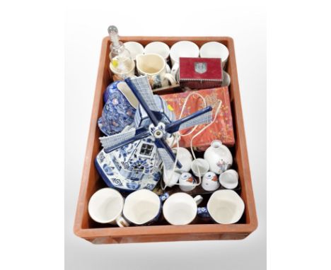 A group of Ringtons Chintz ceramics, cathedral caddy, ship in bottle, Chinese tea wares, Delft windmill table lamp, other cer