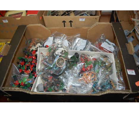 A collection of mixed plastic Britains Tinpo and other soldiers and accessories to inc. German army examples