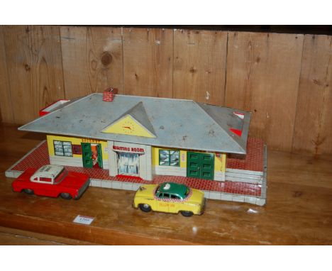 Two loose tinplate buildings to inc. Louis Marx farmhouse