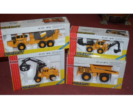 A collection of Bburago and Joel compact construction vehicles and saloons to inc. a Joel 167 Volvo A35 cement mixer