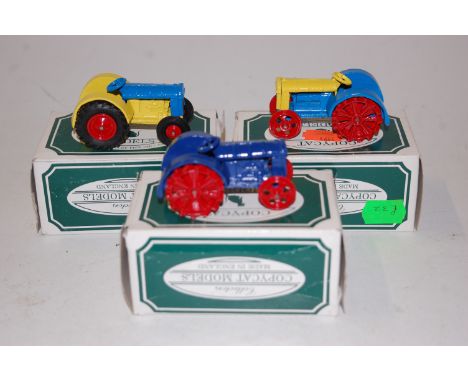 Three various boxed Copy-Cat Models diecast models of a No.1 Fordson tractor, all in original boxes 