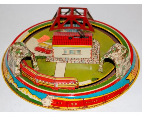 A Marx Toys tinplate Honeymoon Express playset, with fixed key operation 