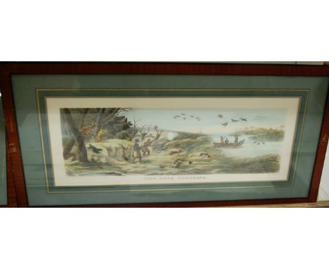 After T. Sutherland, Duck, Grouse, Partridge and Pheasant shooting, a set of four hand coloured aquatints, London published b